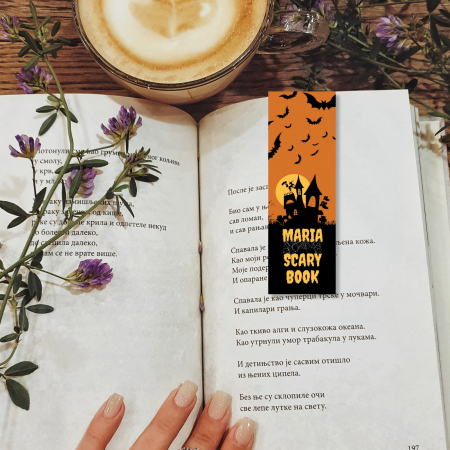 Semn de Carte - Semn de carte design Halloween, Scarry Book, personalizat cu nume