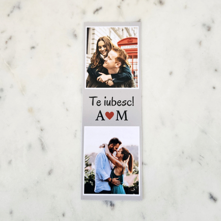 Semn de Carte - Semn de carte personalizat cu 2 fotografii si mesaj de dragoste