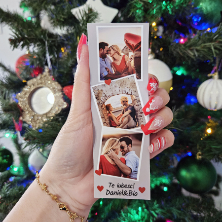 Semn de carte personalizat cu 3 fotografii si mesaj de dragoste [2]