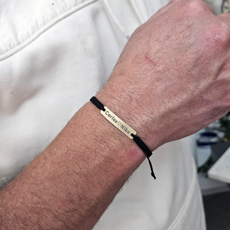 Set de 2 brățări pentru cuplu, gravate cu nume și inimioară [7]