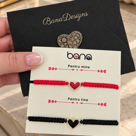 Set 2 Brățări Cuplu Inimioare Personalizate cu Initiale, Inox Waterproof, impletite [3]