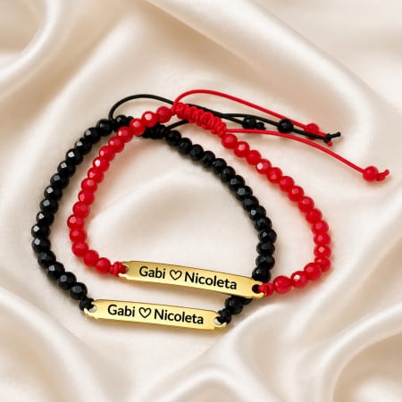 Set 2 Brățări Personalizate Cuplu Inox Aur 18K – Waterproof