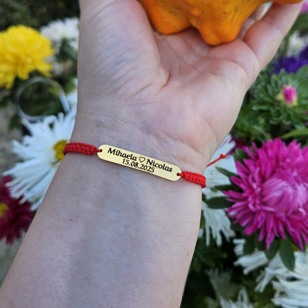 Set 2 brățări personalizate cu nume gravate pe plăcuțe aurii din inox IP plated [6]