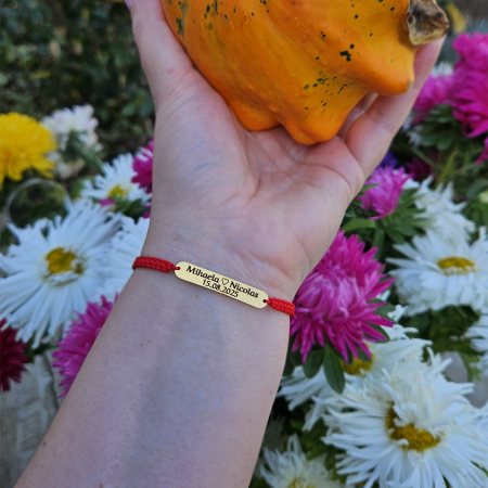 Set 2 brățări personalizate cu nume gravate pe plăcuțe aurii din inox IP plated [1]