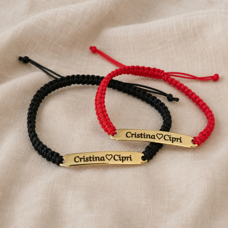 Set 2 brățări personalizate cu nume gravate pe plăcuțe aurii [1]