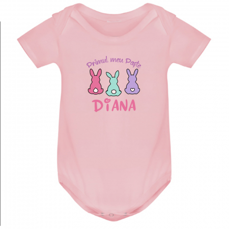 Set cadou personalizat pentru fetita, pentru Paste, cu body, bratara personalizata, felicitare si cutie cadou [3]