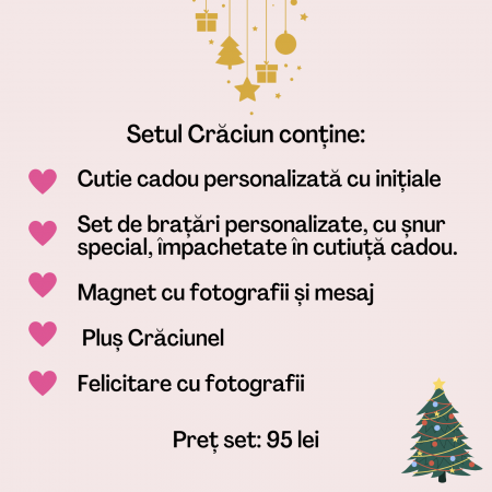 Set cadou cuplu, pentru Craciun, cu plus, bratari personalizate, magnet, felicitare si cutie cadou [6]