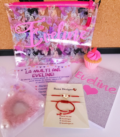 Set cadou personalizat pentru fete cu portfard, carnetel, felicitare la multi ani [1]