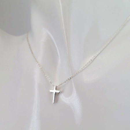 Set minimalist colier și cercei cu cruciulițe, placat cu argint 925 [1]