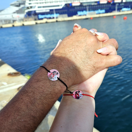 Set de 2 bratari personalizate cu fotografie imprimata si snur macrame, cadou pentru cuplu [3]