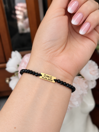 Set de 2 bratari personalizate pentru cuplu, cu initiale, data si margele din cristal [2]