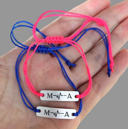 Set de 2 bratari personalizate pentru cuplu, gravate cu initiale si cardiograma [3]
