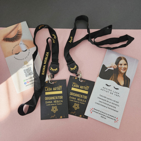 Lanyard Personalizat Lash Artist – Snur Retractabil Negru cu Etichetă Plastifiată [3]