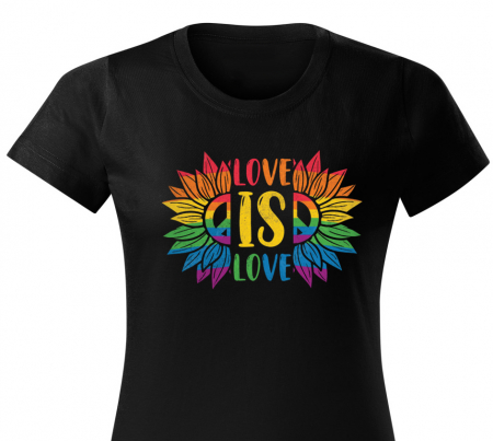 Tricouri pentru EA - Tricou Love is Love, tricou LGBT pride, din bumbac negru