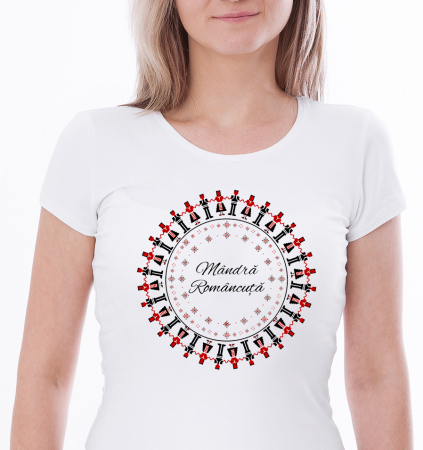 Tricouri Personalizate - Tricou din bumbac personalizat cu mesajul Mandra ca sunt Romanca
