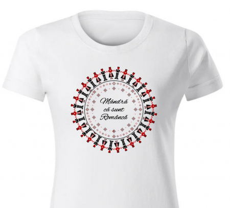 Tricou din bumbac personalizat cu mesajul Mandra ca sunt Romanca [1]