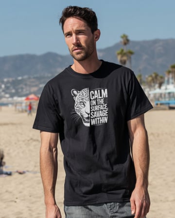 Tricou din Bumbac Negru cu Tigru si mesajul Calm on the Surface, Savage Within [2]