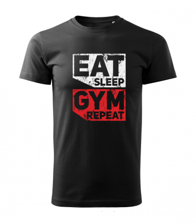 Tricou Eat Sleep Gym Repeat, din bumbac negru, pentru barbatii care merg la sala [1]