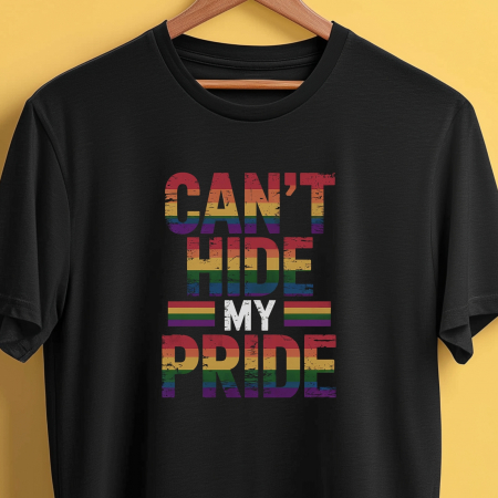 Tata - Tricou LGBT „Can't Hide My Pride” – Bumbac Negru