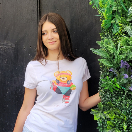 Tricou Teddy Bear, cu design ursulet din bumbac alb [1]