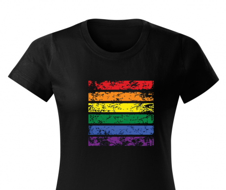 Tricou Rainbow, tricou LGBT pride, din bumbac negru, dama [0]