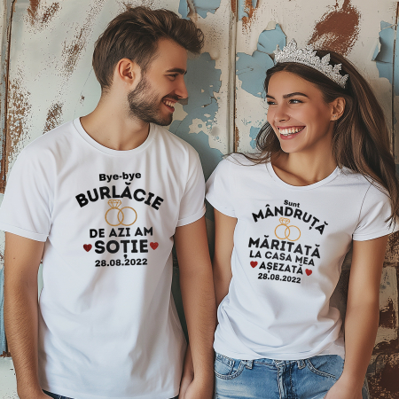 Tricou Mireasa, Tricou Mire, Nasa, Nas, tricou nunta, personalizat cu design negru sclipicios [3]