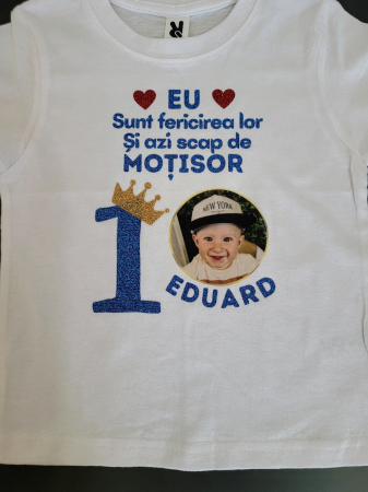 Tricou Nasi, Parinti, Copil pentru taierea motului, personalizat cu coronita si numele copilului [5]