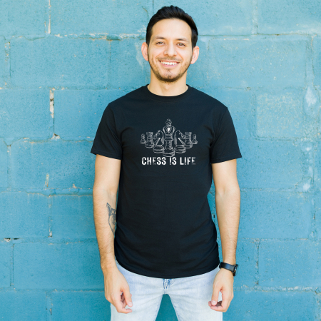 Tricou negru Chess is life, pentru iubitorii si jucatorii de sah [2]