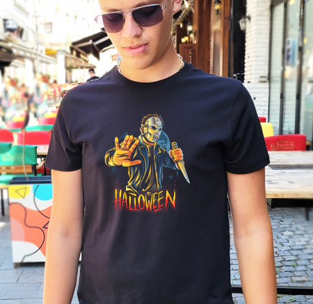 Halloween - Tricou Masked Man Halloween, din bumbac negru
