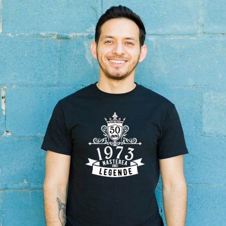 Tricou negru pentru zi de nastere, 50 ani, 1973 nasterea unei legende [1]
