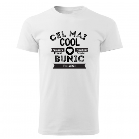 Tricou pentru bunic, Cea mai cool bunic, tricou alb cu imprimeu negru [1]