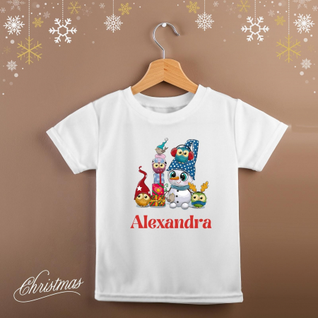 Tricou pentru copii de Craciun, personalizat cu nume si om de zapada [1]
