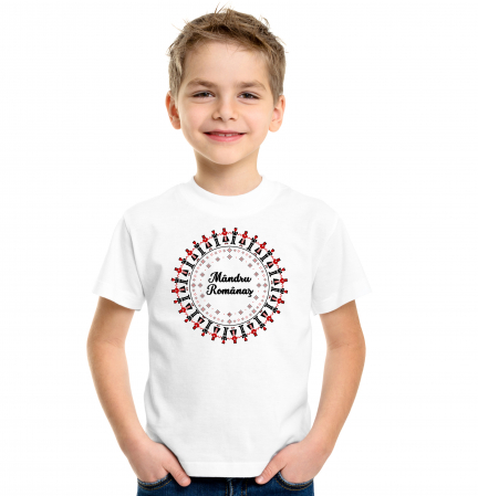 Tricou personalizat pentru copii, model ie Mandru Romanas, cu motiv traditional romanesc [1]
