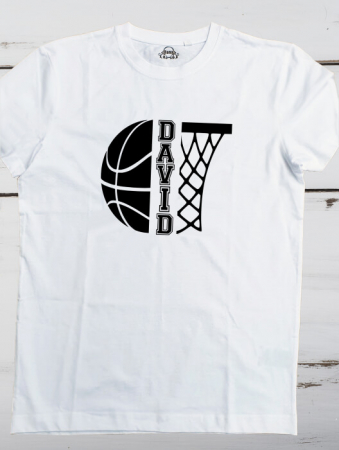 Tricou personalizat pentru copii, pentru pasionatii de baschet, cu nume si minge de baschet [7]