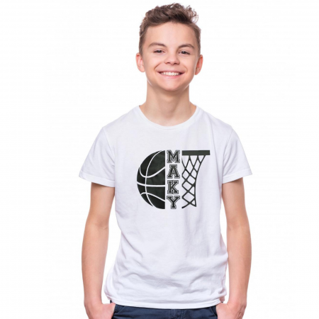 Tricou personalizat pentru copii, pentru pasionatii de baschet, cu nume si minge de baschet [1]