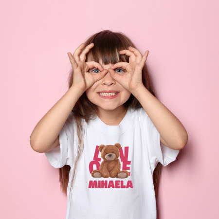 Tricou fetita personalizat cu nume si ursulet, cadou pentru fetita [2]