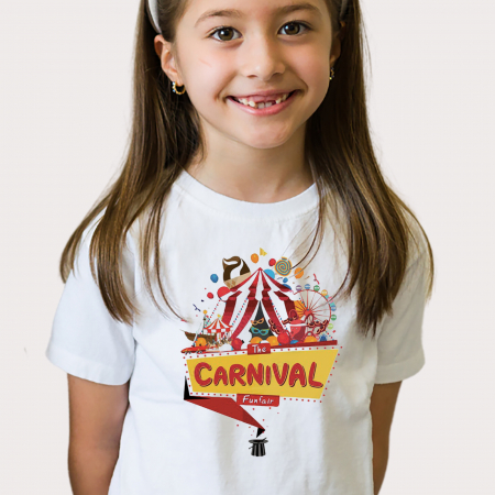 Tricouri Copii - Tricou Carnaval, tricou din bumbac alb pentru fetite