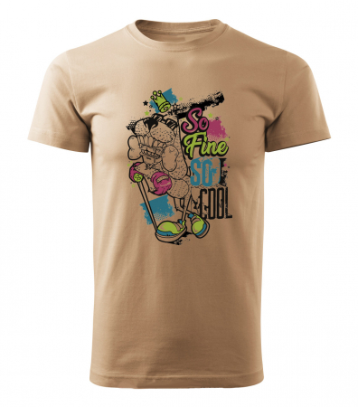 Tricou So Fine So Cool, din bumbac, culoare nisip, cu design catel cool [1]