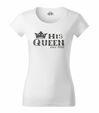 Tricouri pentru cuplu, set de 2 tricouri, personalizate cu Her King si His Queen, data relatiei si coronita [1]