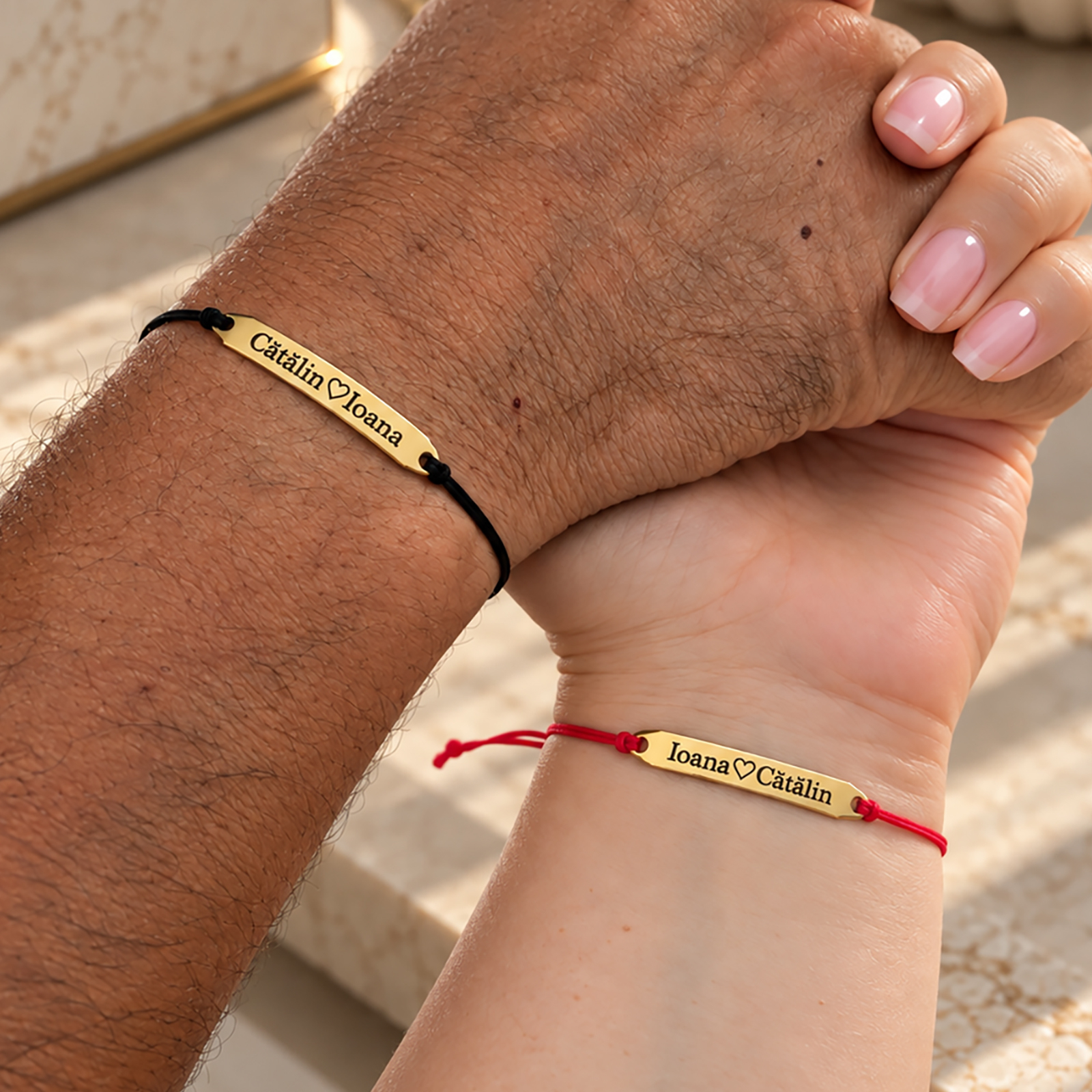 Brățări personalizate pentru cupluI nox Placat cu aur 18K, Waterproof cu nume