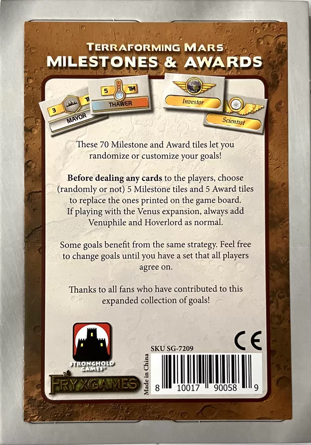 SF - Terraforming Mars: Milestones & Awards