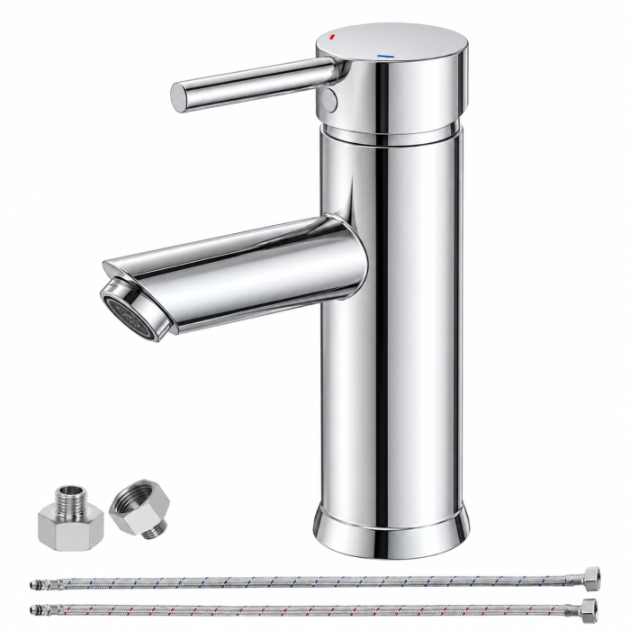 Baterie lavoar baie monocomandă alamă cromată – Crom [2]