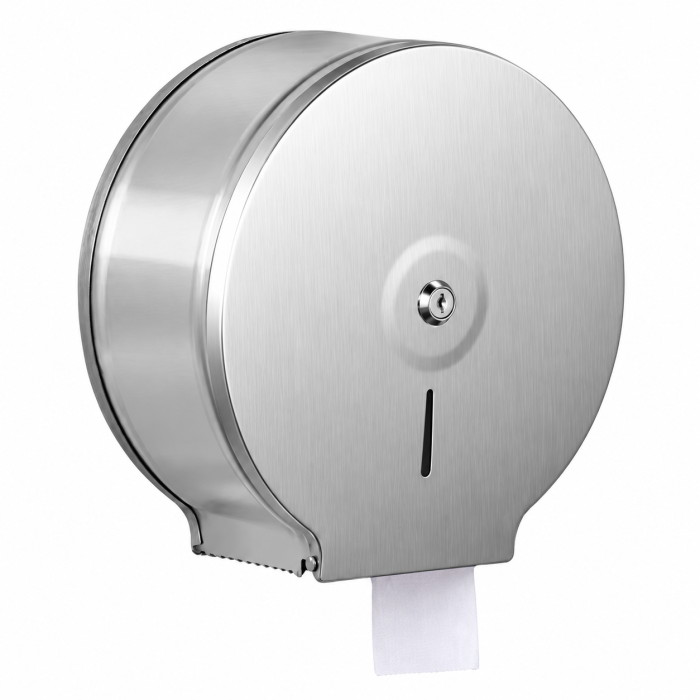 Dozator hârtie igienică Jumbo inox satinat cu închidere [4]