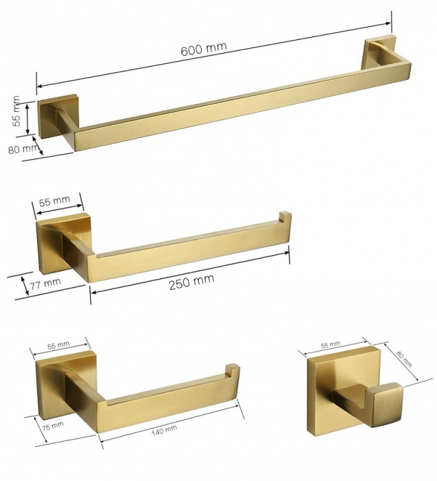 Accesorii baie auriu periat 4 piese [6]