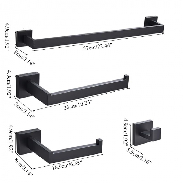 Accesorii baie negru mat 4 piese, Nova [2]