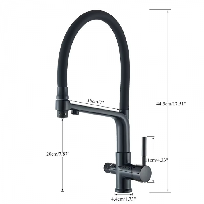 Baterie bucatarie auriu cu negru cu 3 cai pentru filtru de purificare a apei [11]