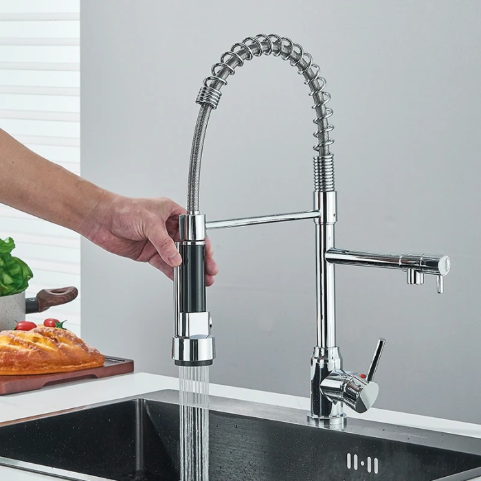 Baterie cromata bucatarie Palermo cu dus extractabil si pipa suplimentara [2]