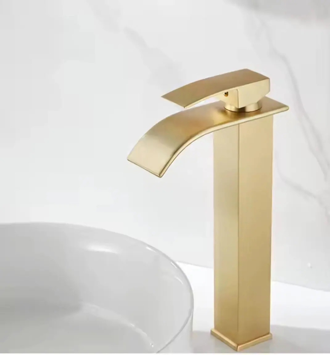 Baterie inalta pentru lavoar tip cascada, auriu periat [2]