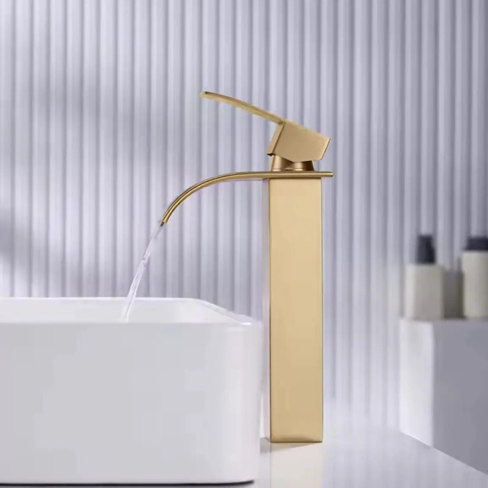 Baterie inalta pentru lavoar tip cascada, auriu periat [4]