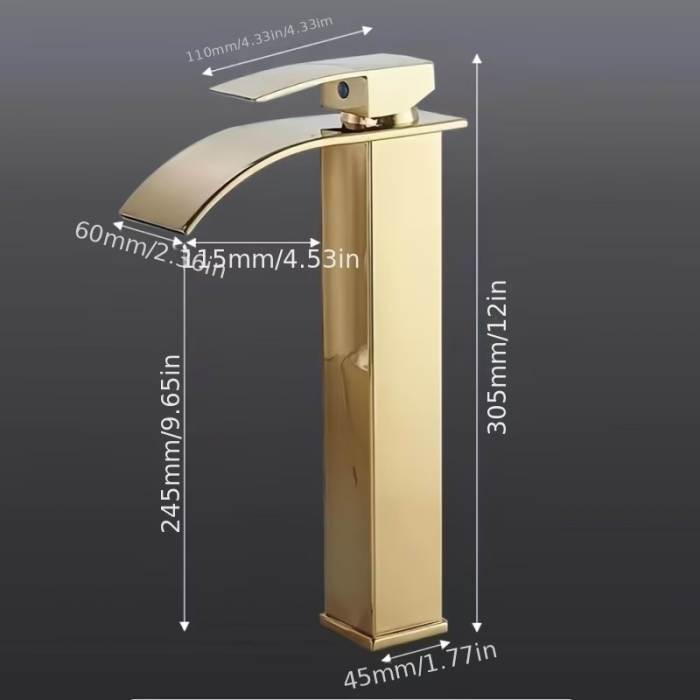 Baterie inalta pentru lavoar tip cascada, auriu periat [3]